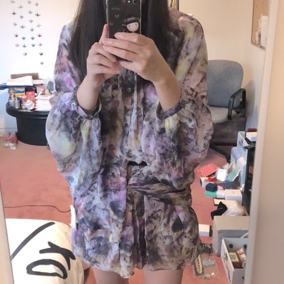 ELIZABETH&JAMES Sheer Silk Blouse & Mini Skirt Set - Picture 16 of 16